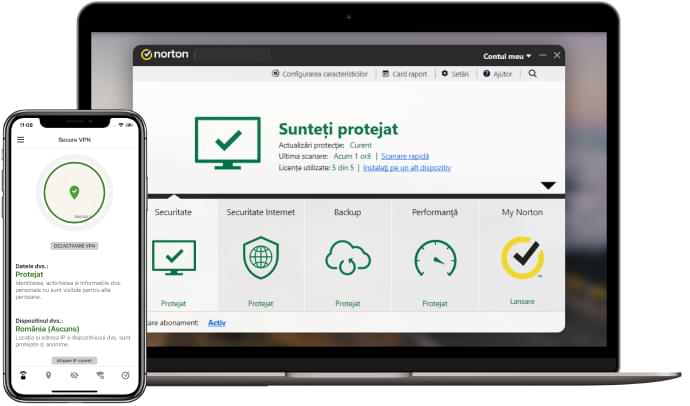 Securitate dispozitiv de la Norton pentru smartphone-uri, tablete și laptopuri